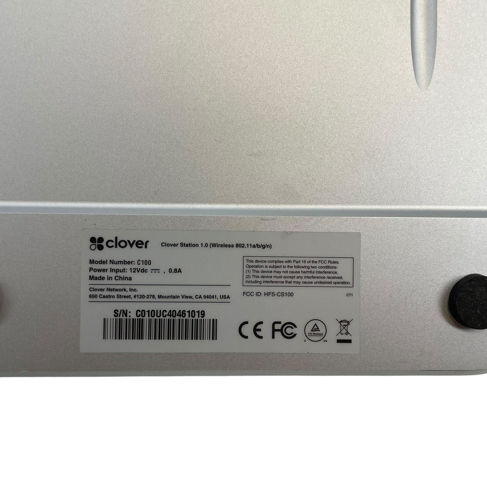 Clover C100 Touch Screen w/ P-100 Printer White #U3453
