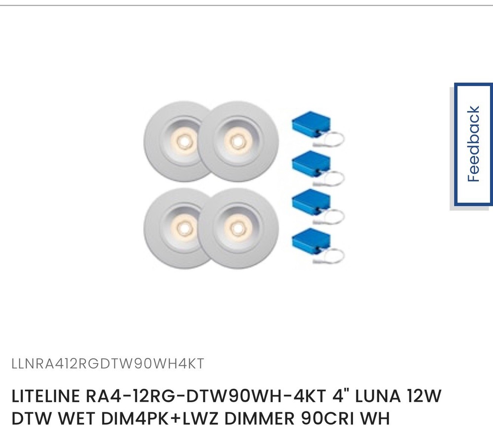 Liteline 4 Pack Recessed Cans With controller