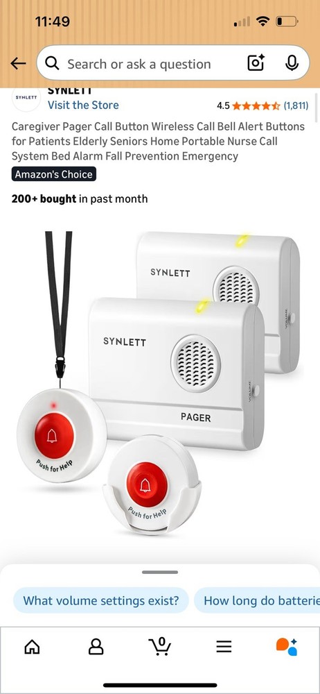 SYNLETT Simple Alert Call Button and Portable Pager 433MHz