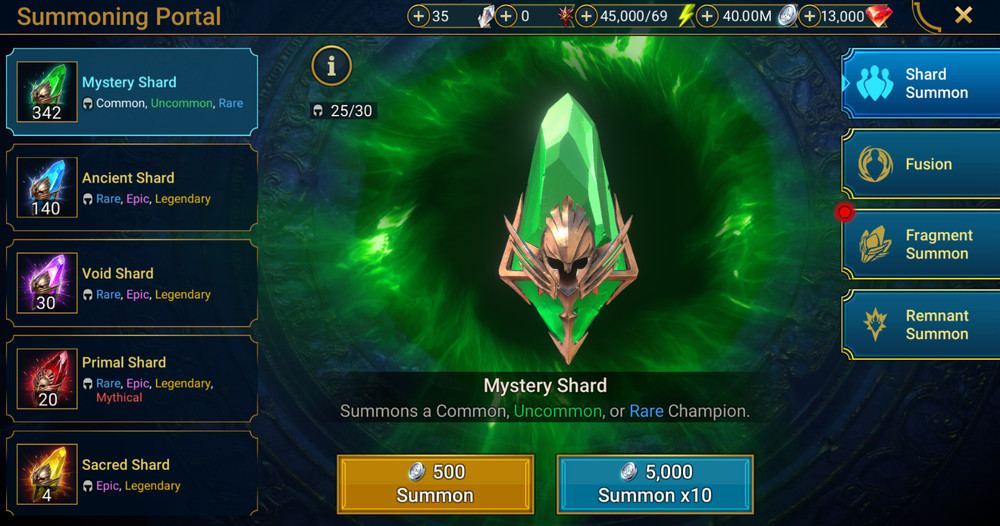Raid Shadow Legends | Starter: 140 Ancient, 30 Void, 20 Primal, 4 Sacred Shards