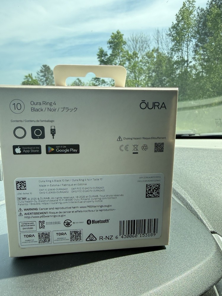 Oura Ring 4 Smart Ring Size 10 Black Bluetooth Activity Tracker Heart Rate