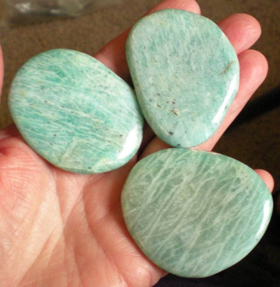 Amazonite  - 3 Flat Palmstones sc921j