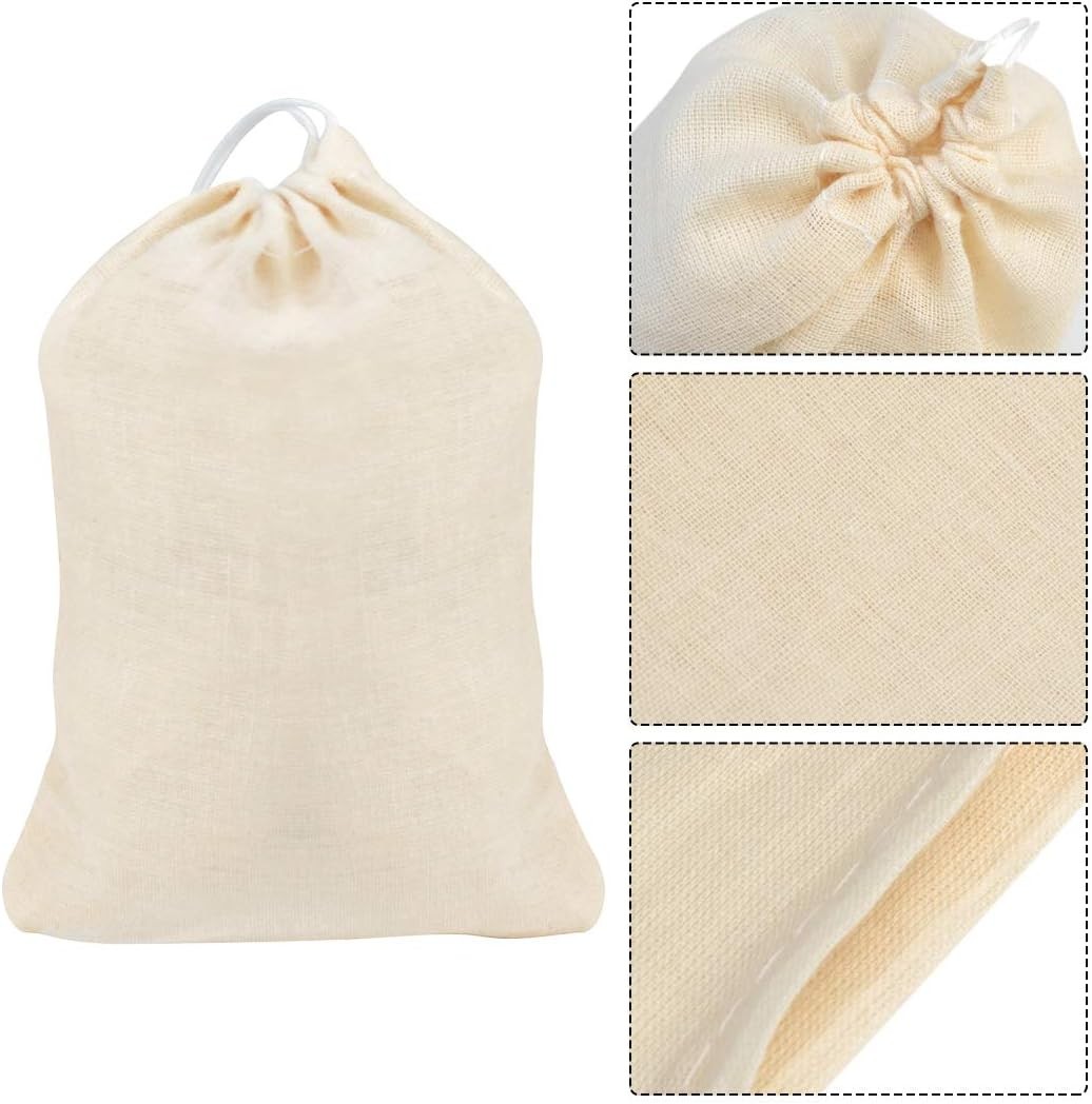 50Pcs Cotton Drawstring Bags, Reusable Muslin Bag Natural Cotton Bags with Draws