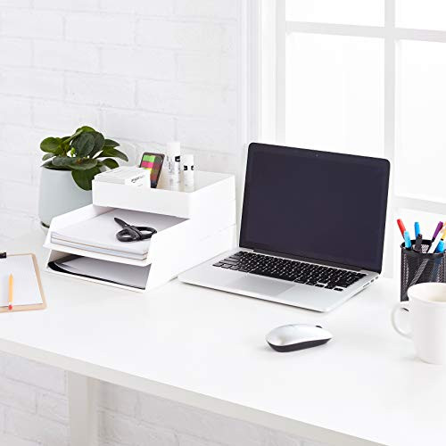 Plastic Desk Organizer - White Accessory Tray