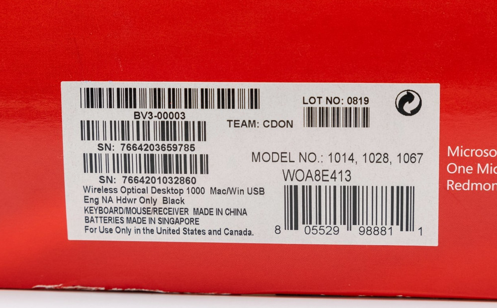 Microsoft Wireless Optical Desktop 1000 Keyboard & Mouse - OPEN BOX