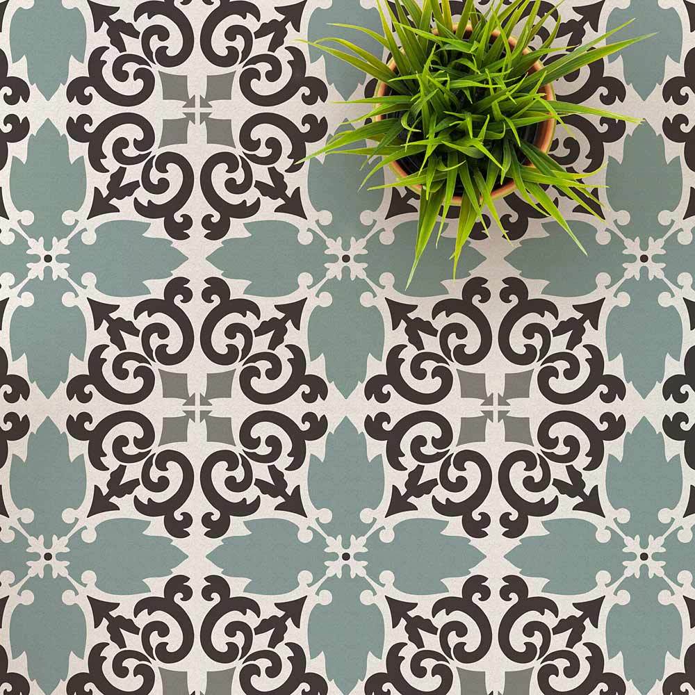 Casa Verde Tile Stencil - Large Floor Stencils - DIY Cement Tile Stencils