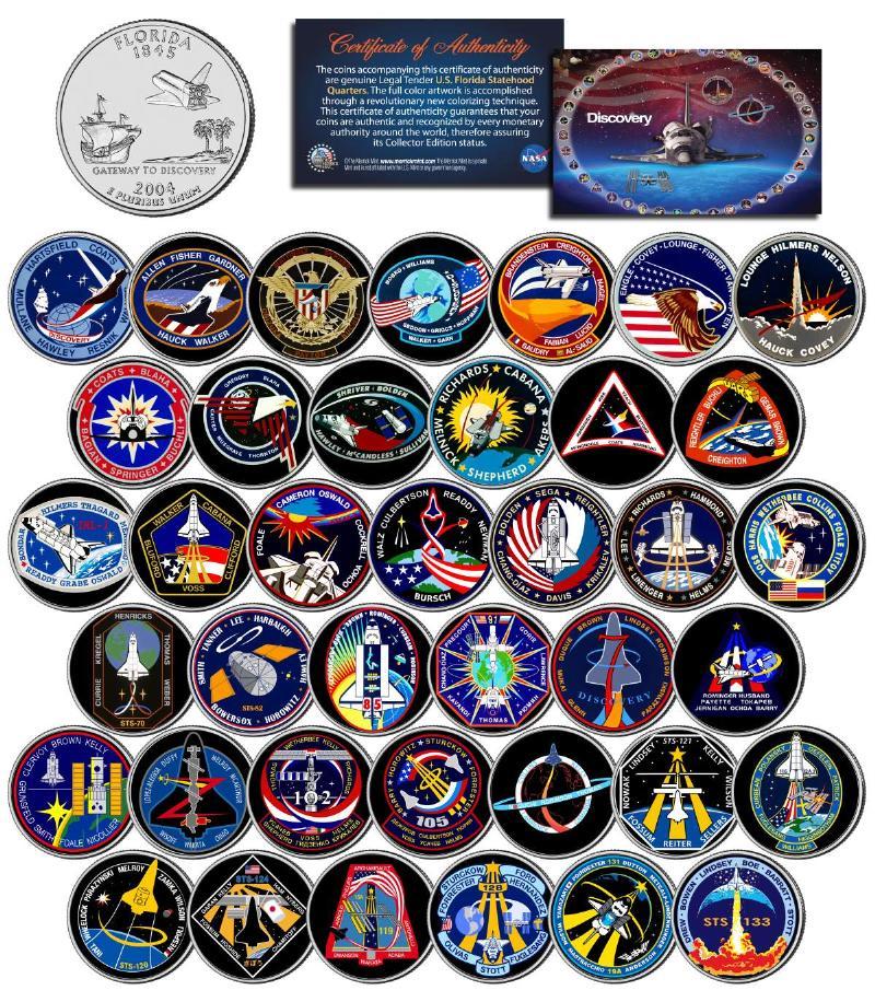 SPACE SHUTTLE DISCOVERY MISSIONS Colorized FL State Quarters US 39-Coin Set NASA