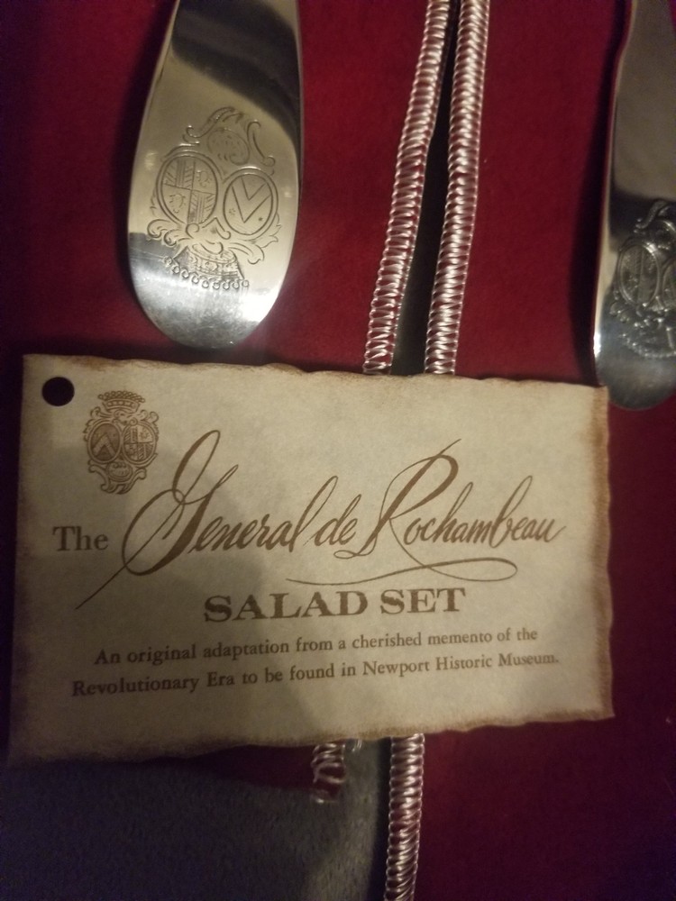 GORHAM Silverplate Serving Salad Set 12" ROCHAMBEAU Lt Gov JABEZ BOWEN 1780