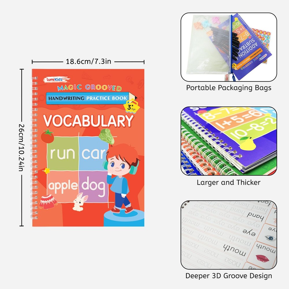Magic Grooved Writing Practice for Ages 3-8, Handwriting Practice...