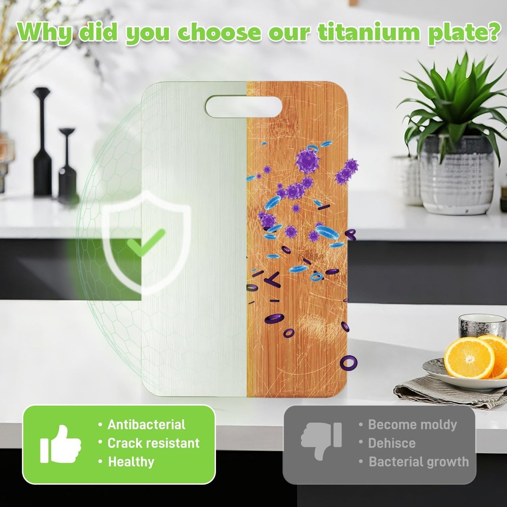 Titanium Cutting Board Double-Sided 100% Pure Titanium Cutting Boards for Kit...
