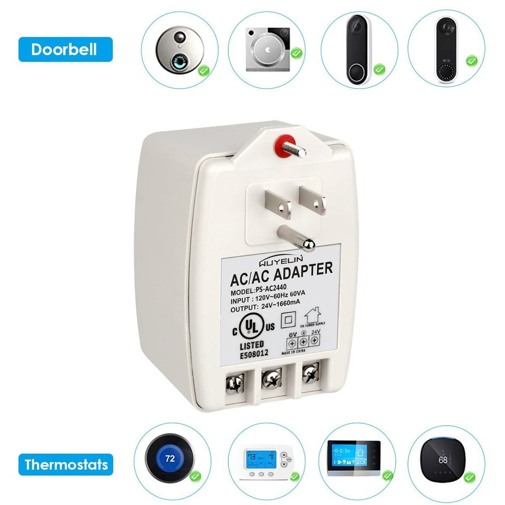 Wall-Mount 24VAC 40VA Transformer – Seamless Compatibility with Smart Devices
