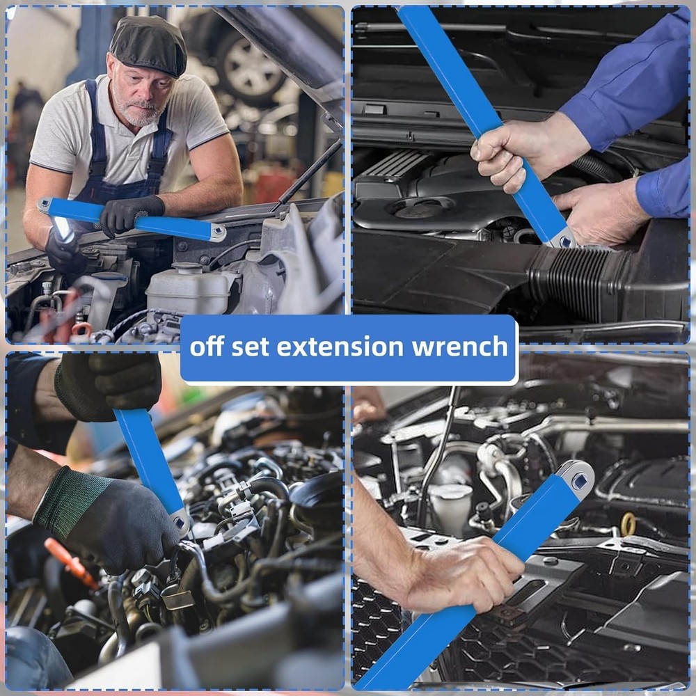 Offset Extension Wrench Set, Impact Ready Socket Wrench Extender Tool with Ve...