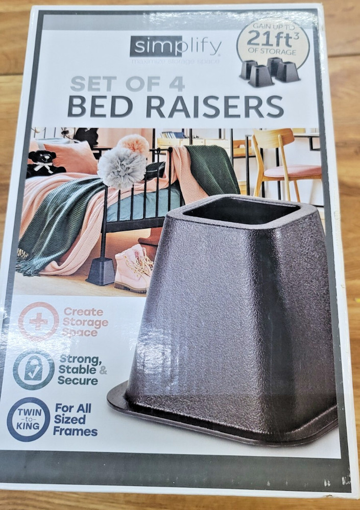 Simplify Black Bed Risers 6-inch, 4-Pack for Home Collection
