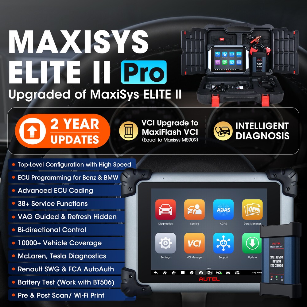2023 Autel MaxiSys Elite II PRO as MS909 Diagnostic Scan Programming Key Coding