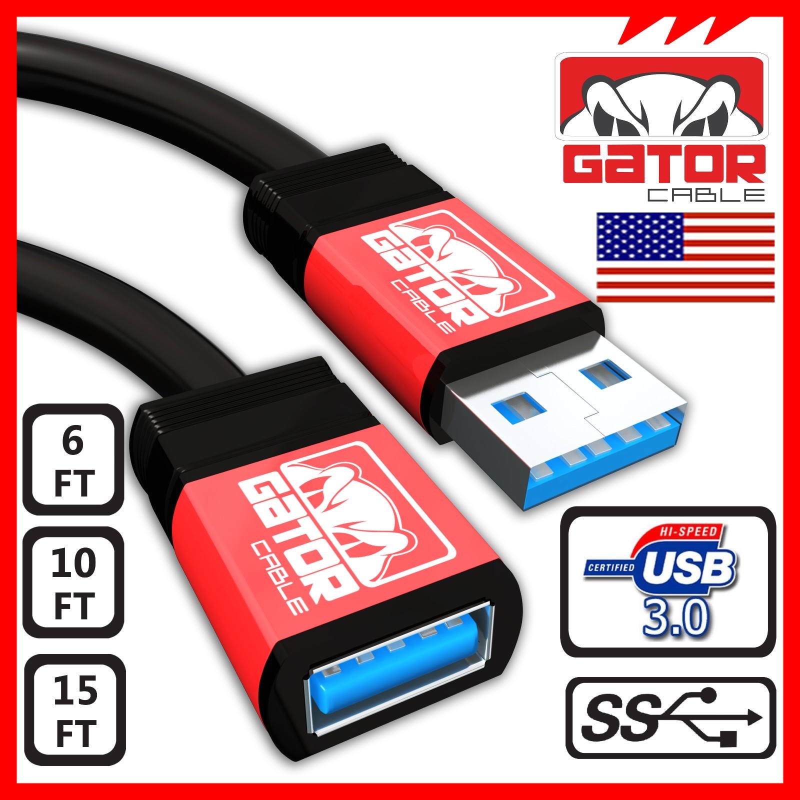 USB 3.0 Super Speed Extension Cable Male A to Female A Charger Powered Data Sync
