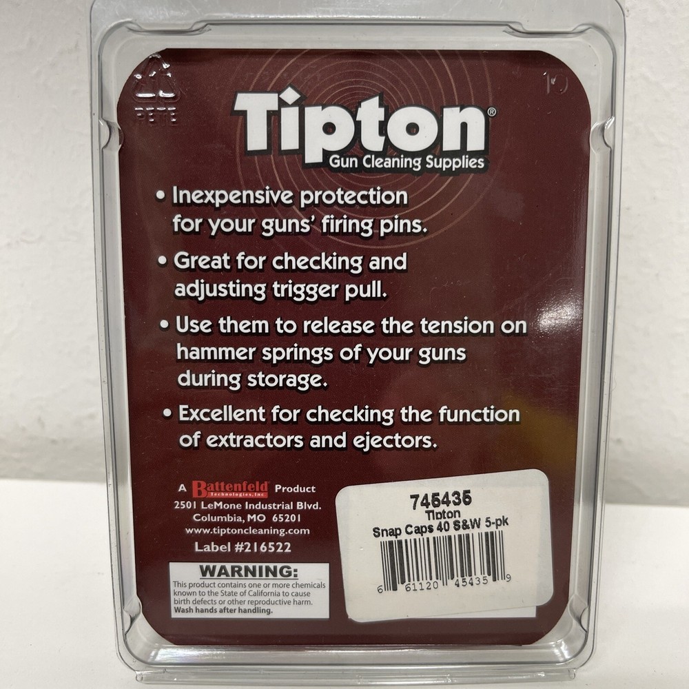 Tipton Snap Caps, Translucent Red, .40 S&W, 5-Pack 745435