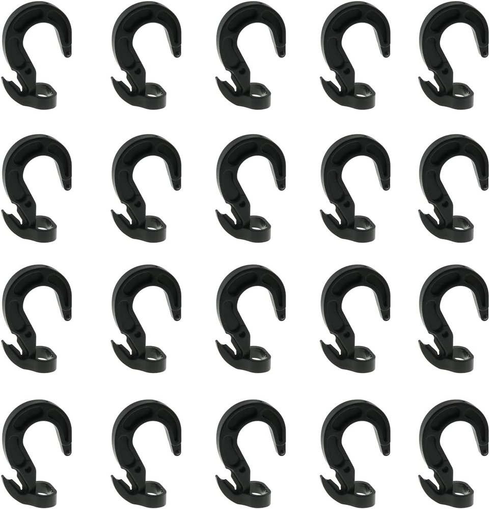20PCS Black Plastic Adjustable Hooks Elastic Rope Binding Rope Hook Bungee Ro...