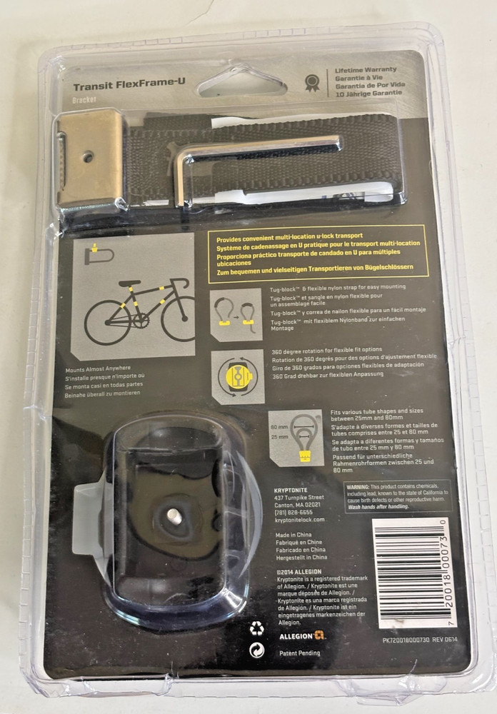 Kryptonite Transit FlexFrame-U Lock Bracket Bicycle Lock Frame Mount