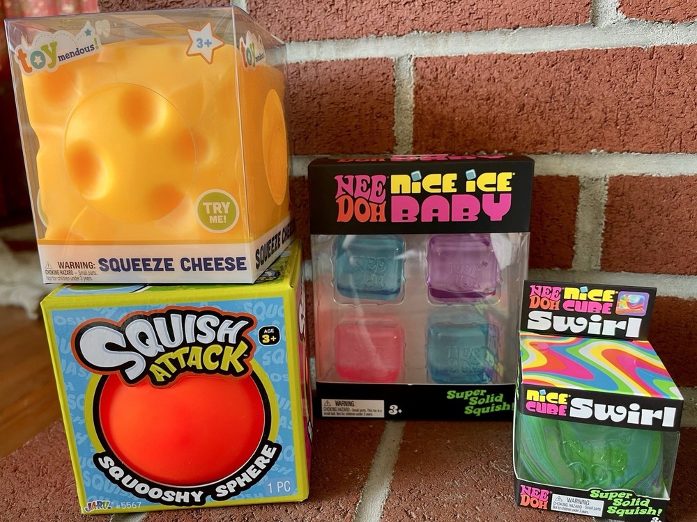 AUTHENTIC NeeDoh Nice Ice Baby, Nice Cube Swirl + Other Squishy Bundle
