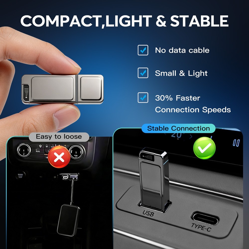 Andream Wireless CarPlay Adapter for Apple iPhone Multi-User Seamless Connection