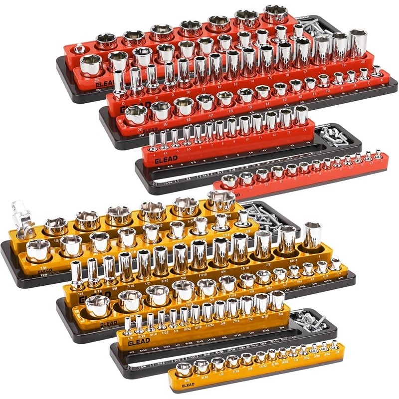 Magnetic Socket Organizer Set 3 Large Metric SAE Holders Tool Storage Solution
