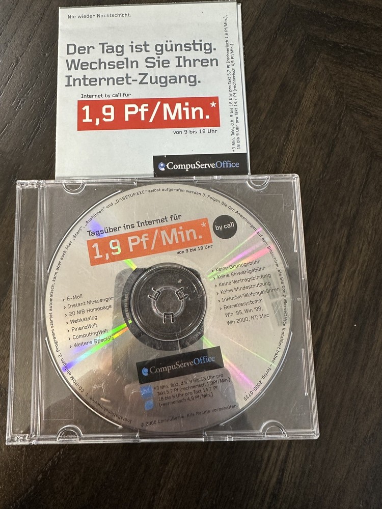 CompuServe 2000 GERMAN LANGUAGE PC Internet Software Vintage