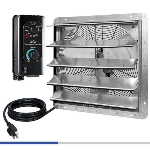 Shutter Exhaust Fan 18" Wall Mounted Automatic Shutter Thermostat Variable Speed
