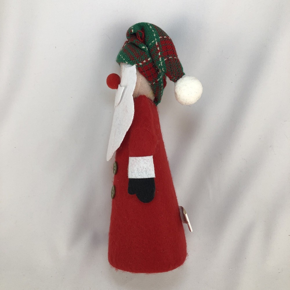 Felt Covered Cone Christmas Santa 10” Tall