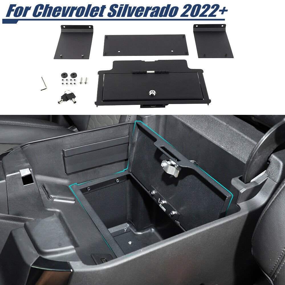 Center Console Vault Safe Box Key Lock Fit For Chevy Silverado GMC Sierra 2022+