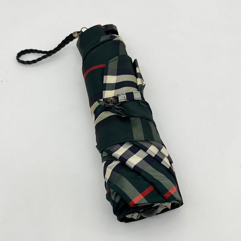 Burberry Nova Check Foldable Umbrella Compact Green Authentic Genuine