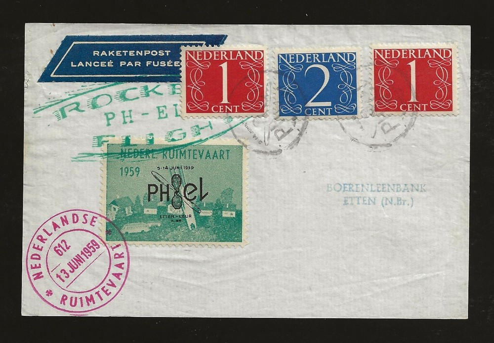 1959 HOLLAND rocket mail card - EZ 72C1