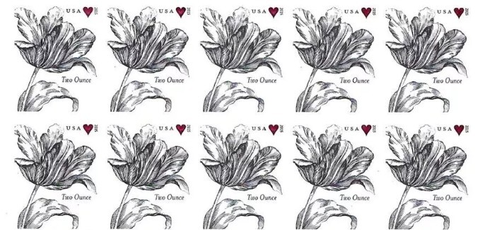 2 Sheets 40 FOREVER STAMPS 2 Oz Vintage Tulip Wedding