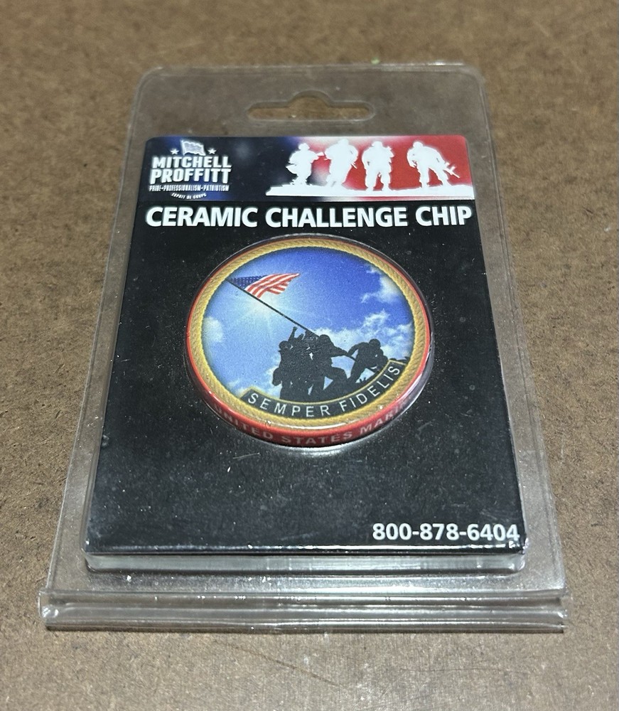 USMC CERAMIC CHALLENGE CHIP, NEW IN PACKAGE