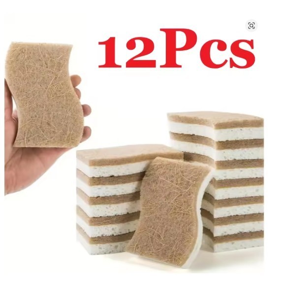 12pcs Kitchen Sponge Natural Biodegradable Eco-Friendly Dish Sponges for Kitchen