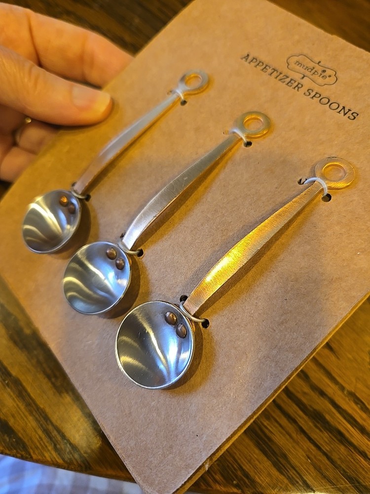 3 Copper Handle Appetizer Spoons by Mud Pie 3.5" NIP