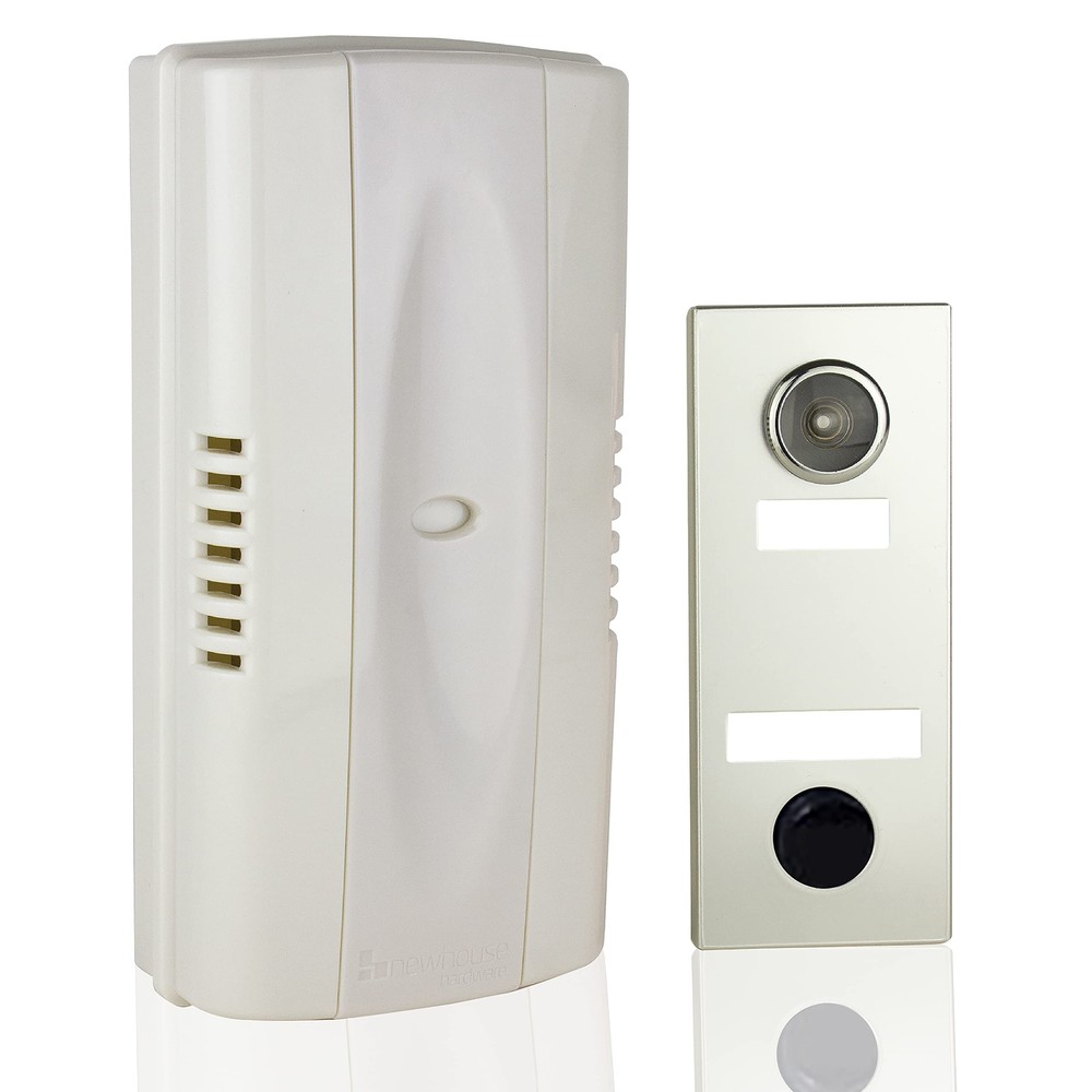 2-Note Mechanical Door Bell Chime with Button and Viewer, Silver