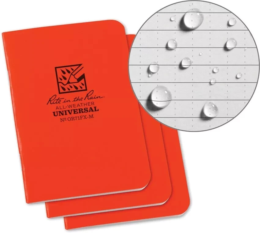 Rite In The Rain Mini Stapled Binding Notebook 3 Pack orange Field-Flex Cover