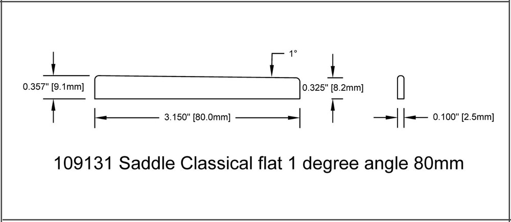 Saddle Bone Acoustic Classical Medium 80 x 2.5 x 9 Flat 109131