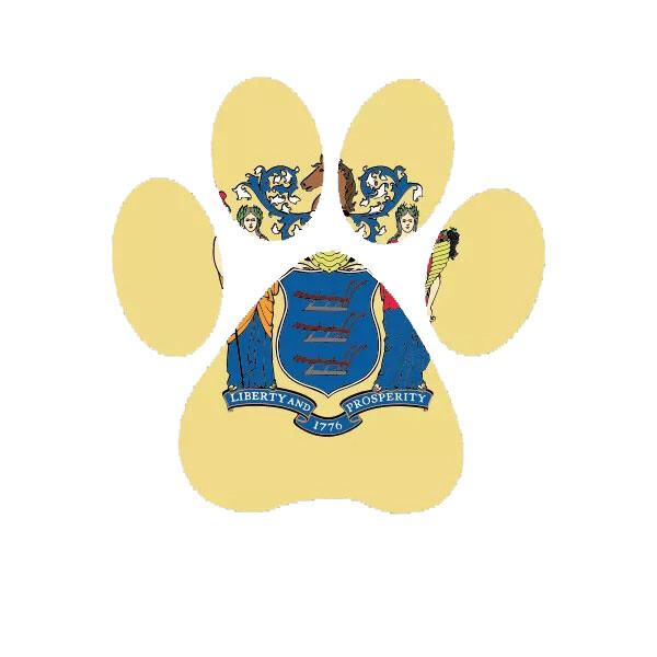 New Jersey State Shaped Paw Print Sticker Decal