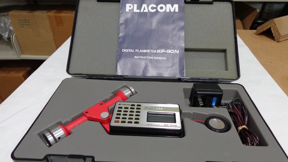 TopCom Placom KP-90N Digital Planimeter With Case ,Charger, & Manual
