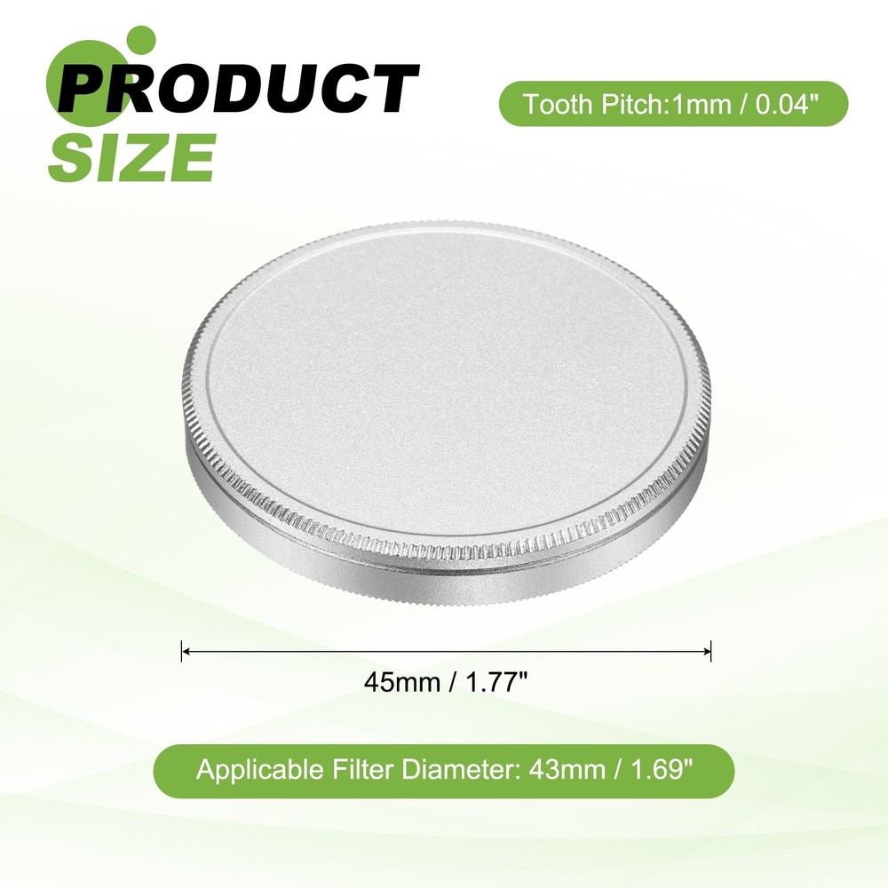 43mm Metal Lens Cap Universal Lens Filter Stack Cap Slim Stack Silver