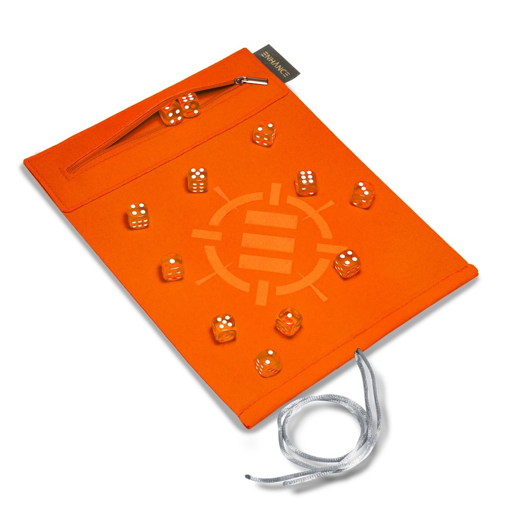 ENHANCE Roll on a Scroll™ Dice Rolling Mat & 12pc 6 Sided Dice Set