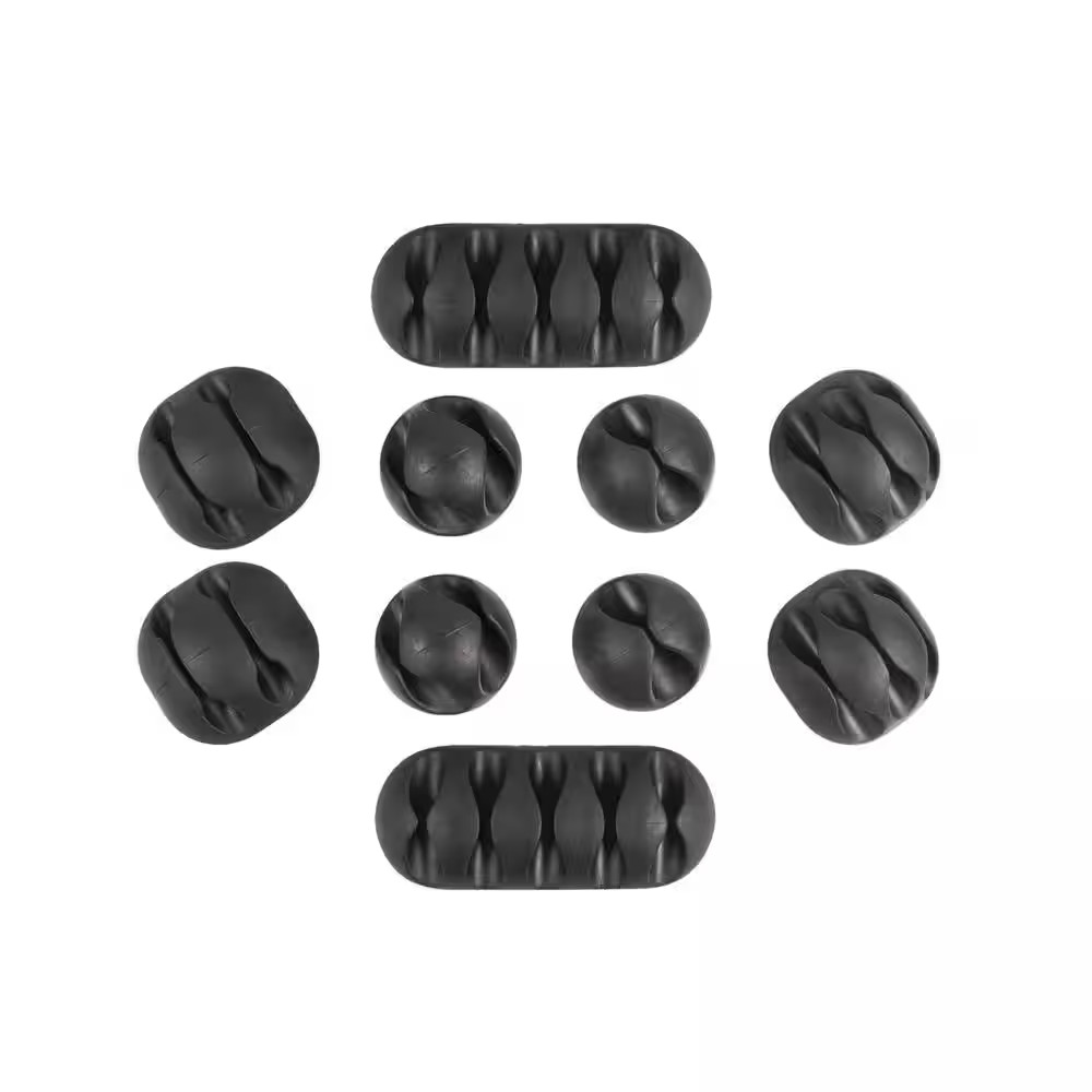 Multipurpose Cable Clips Holders, Black, 10-Pack