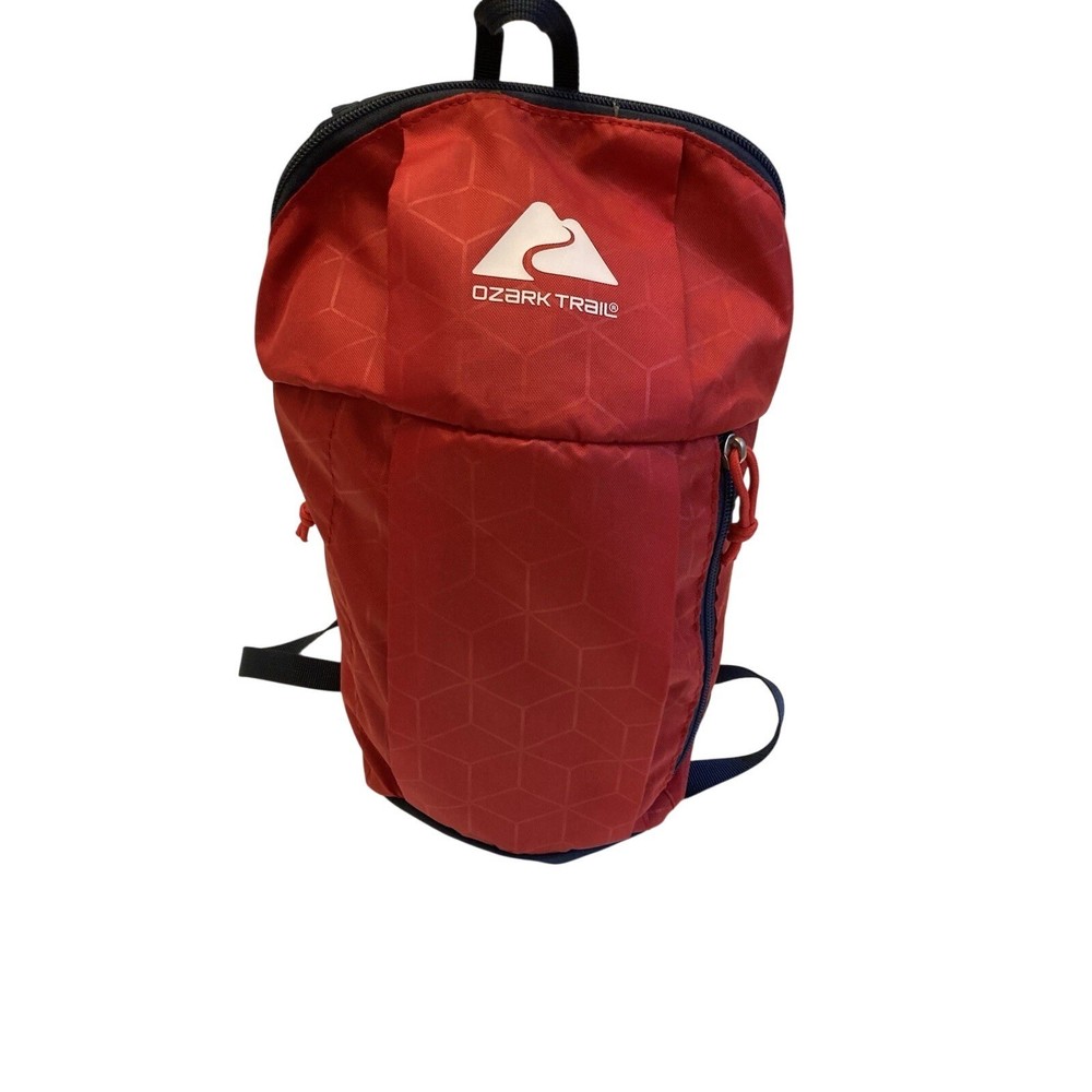 Ozark Trail Red Navy Blue Geometric Pattern Small Hiking Daypack Backpack