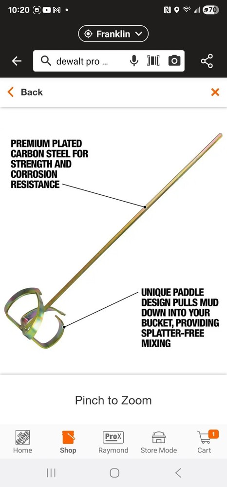 Dewalt Pro 32 Mixing Paddle 7" head
