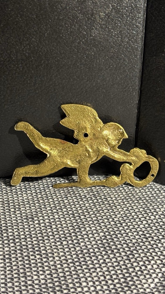 Victorian Antique Ornate Solid Brass Lovely Cherub Figural