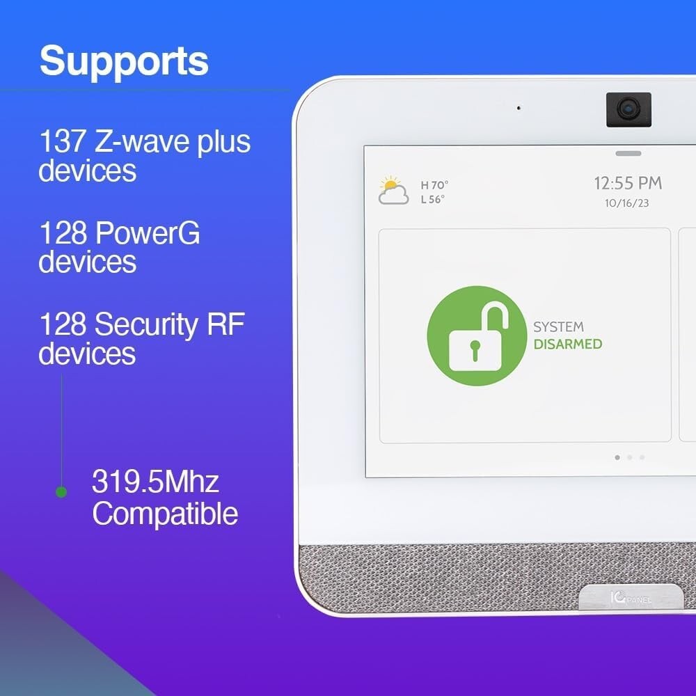 Qolsys IQ Panel 4: Wireless Smart Home Security System Alarm Panel for House