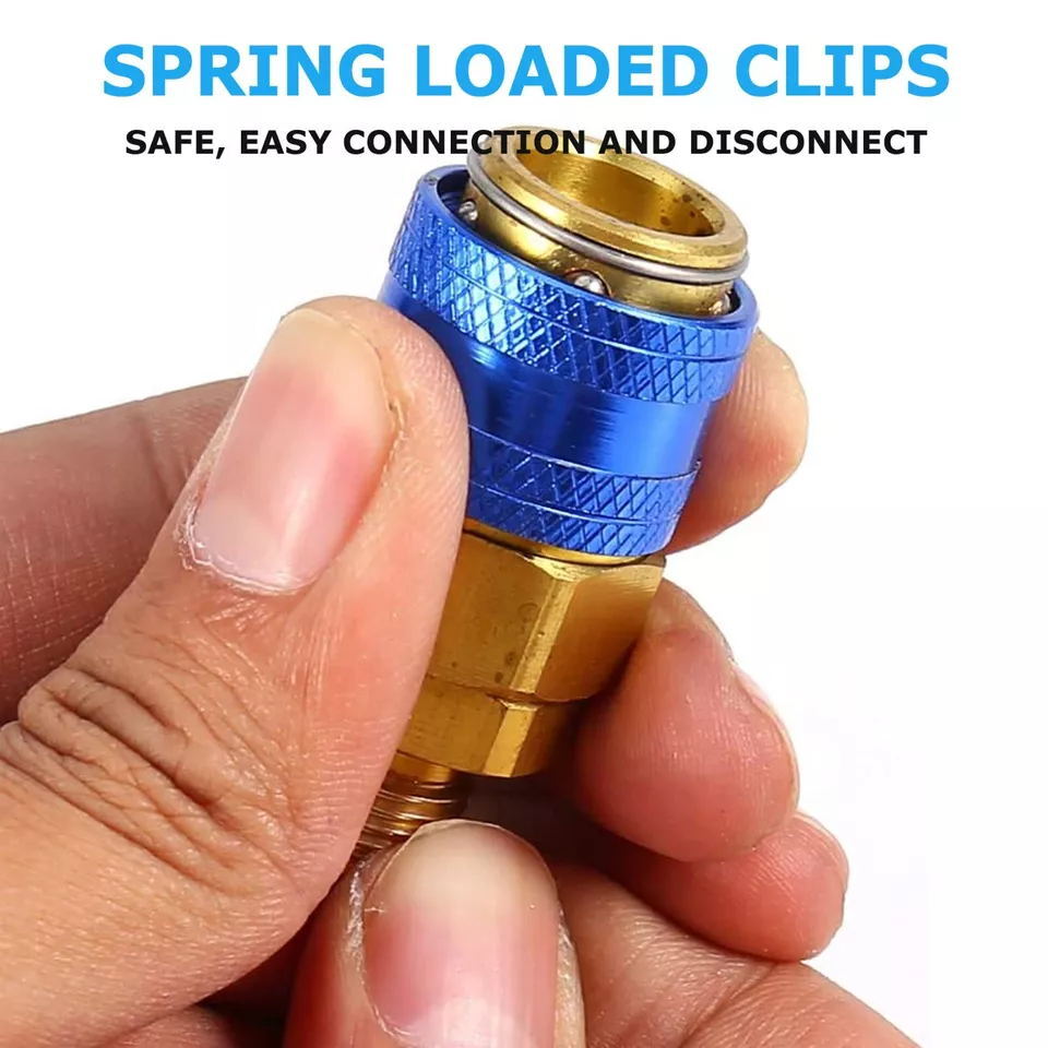 2X A/C Air Conditioning Quick Coupler Adapter High Low Manifold Connector Tool