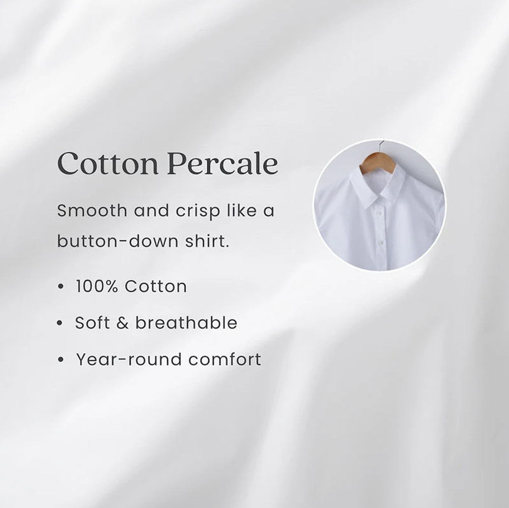Strawberry Fields Classic Cool Cotton Percale Bed Sheet Set - White Multi, Twin