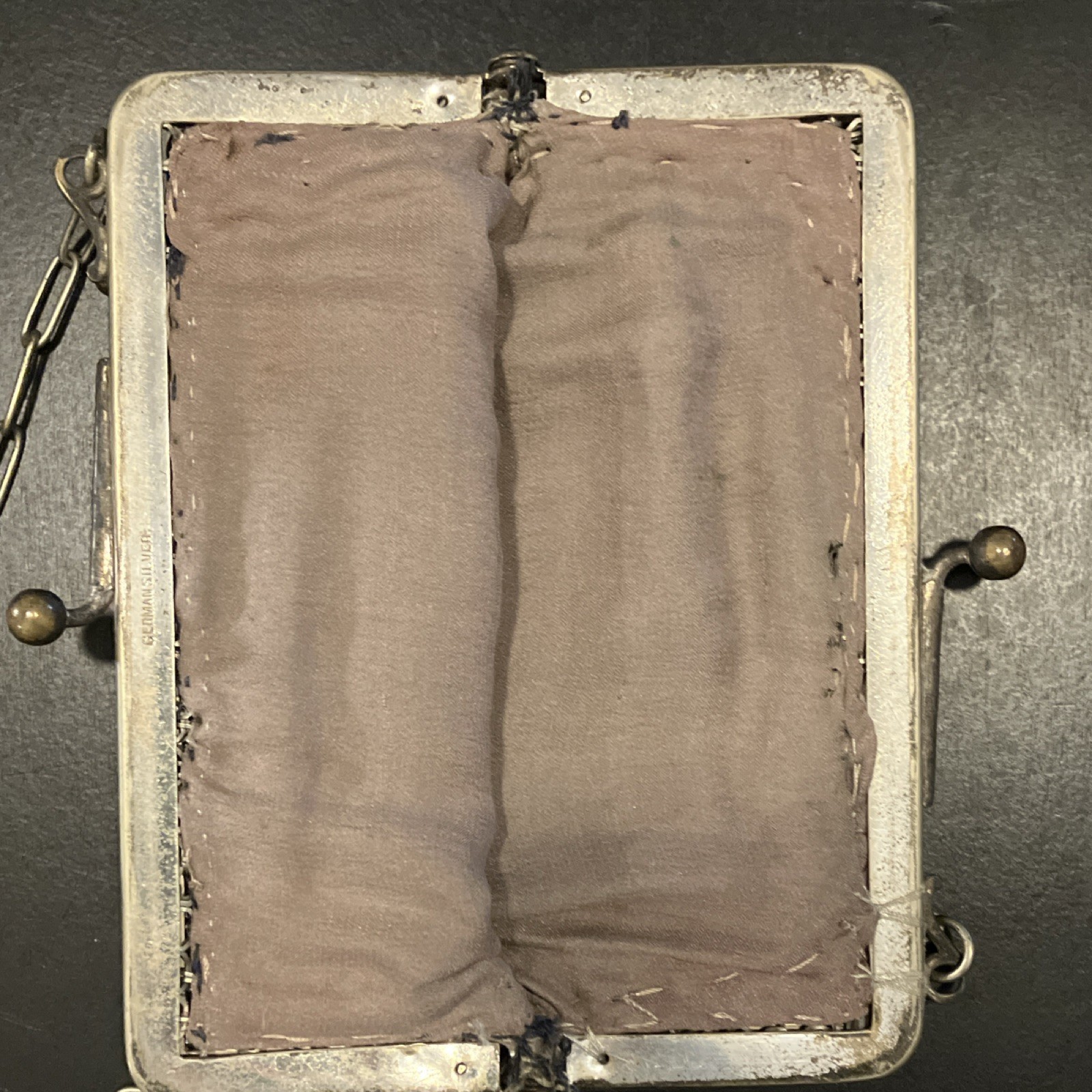 Antique German Silver Mesh Purse with Chain Handle, German Silver, 1900-1940